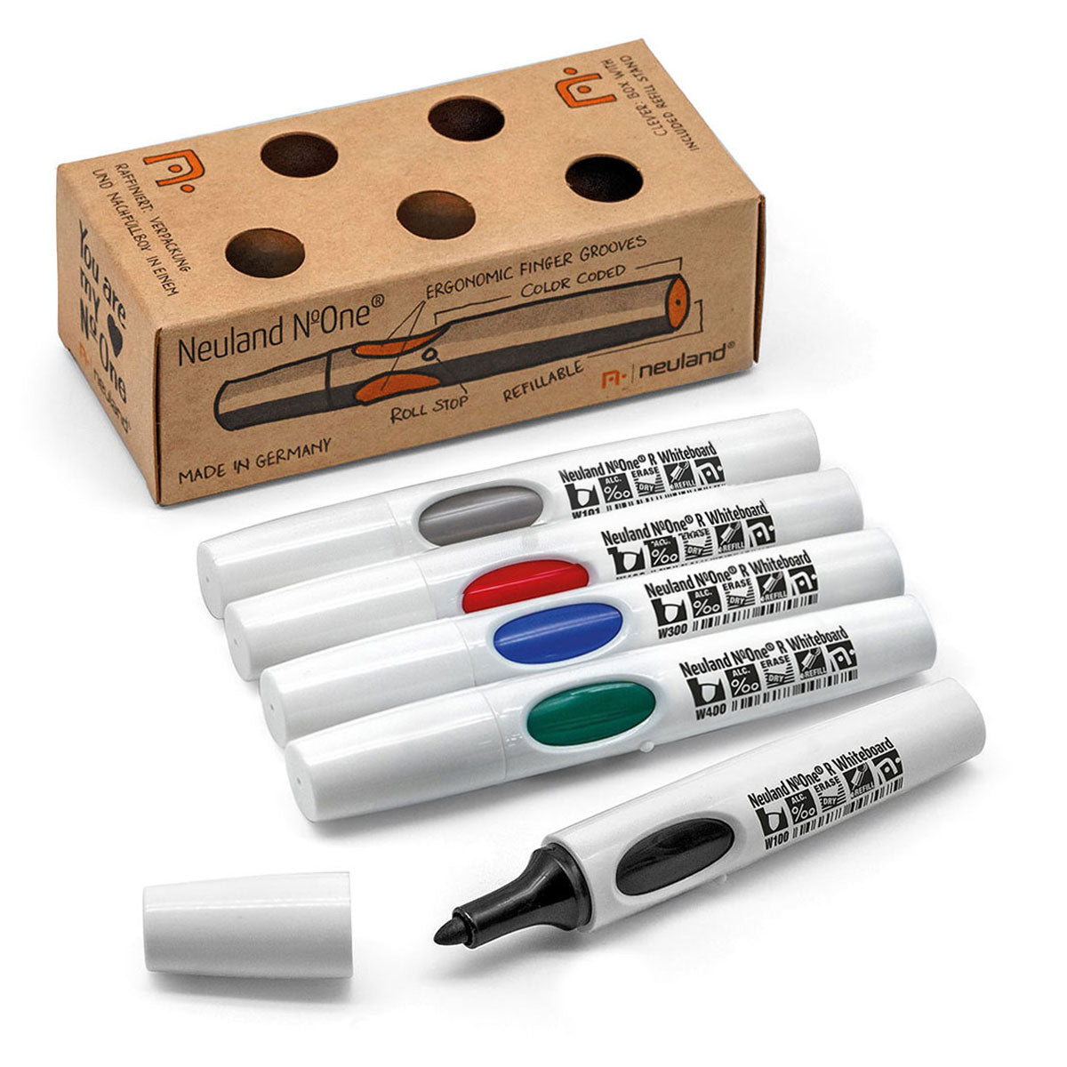 Neuland No.One® R Whiteboard, round nib 2-4 mm, 5/sets- set no. w5