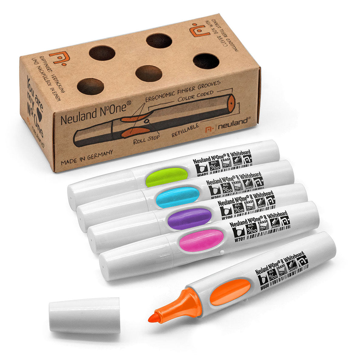 Neuland No.One® R Whiteboard, round nib 2-4 mm, 5/sets- set no. w6