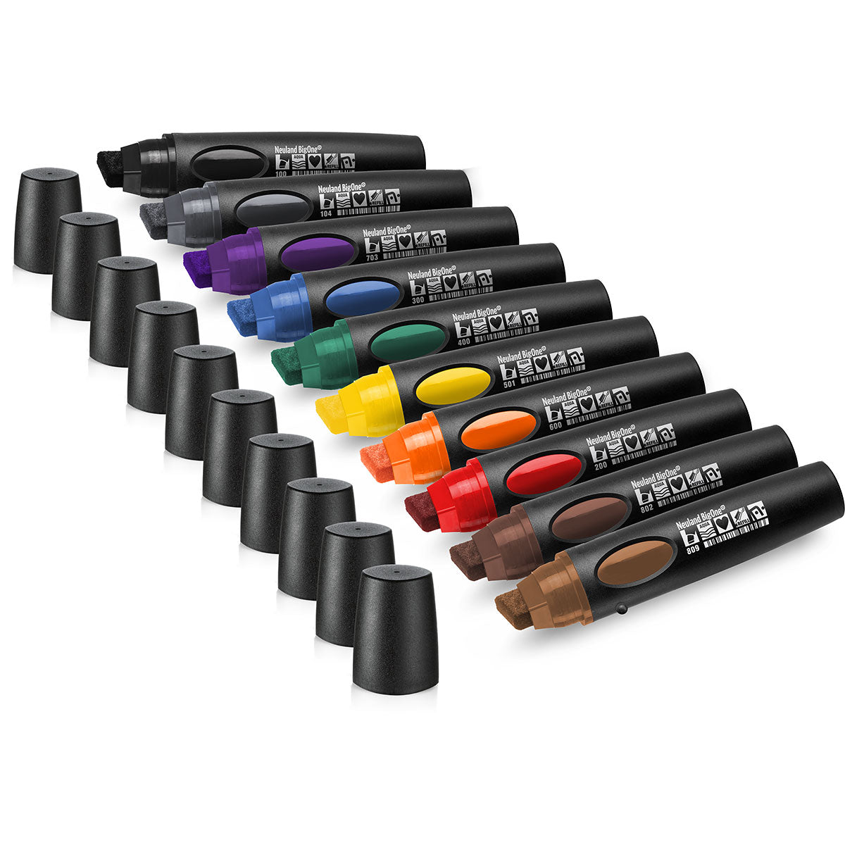 Neuland BigOne® wedge nib 6-12mm, Set of 10 colors- set no. 10-1 midnight