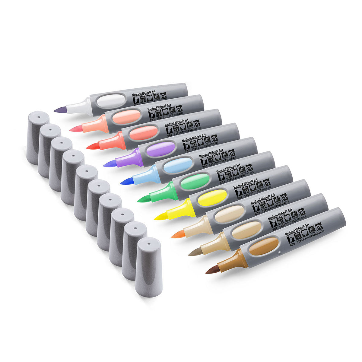 Neuland No.One® Art, brush nib, Set of 10 colors- set no. 10-2 morning glow