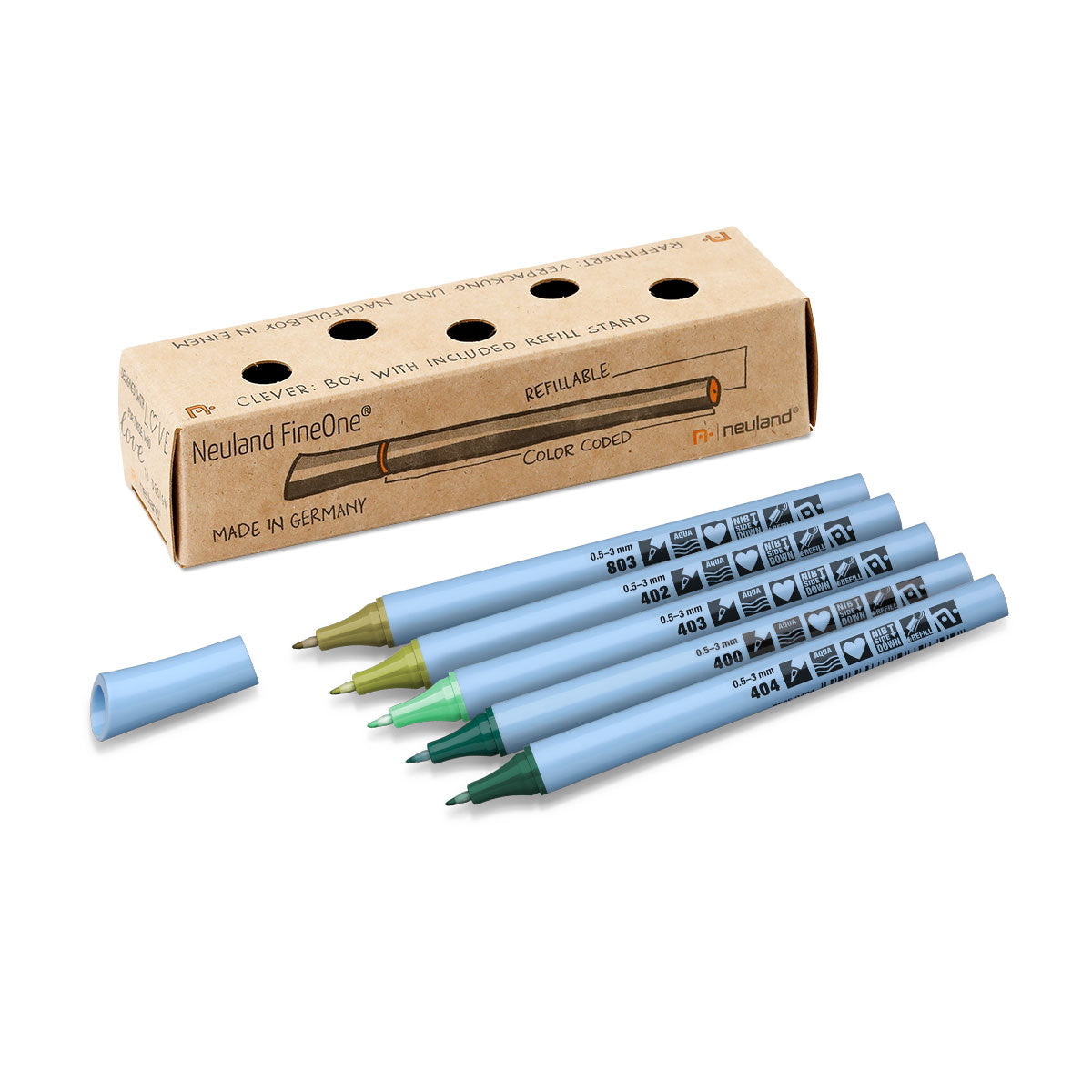 Neuland FineOne® Flex, 5/color sets- set no. 12 back to green